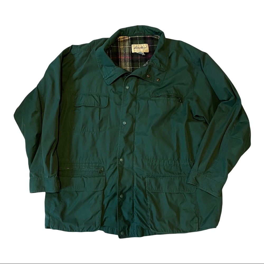 Eddie Bauer Flannel Lined Chore Barn Coat Heavy Jacket Green Men’s XL